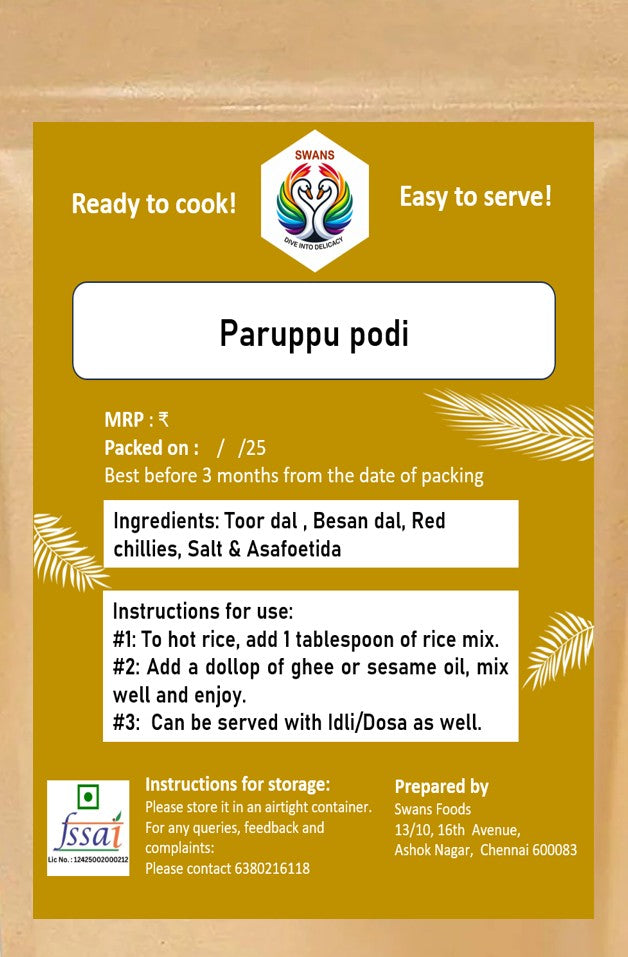 Paruppu podi/Dal rice mix