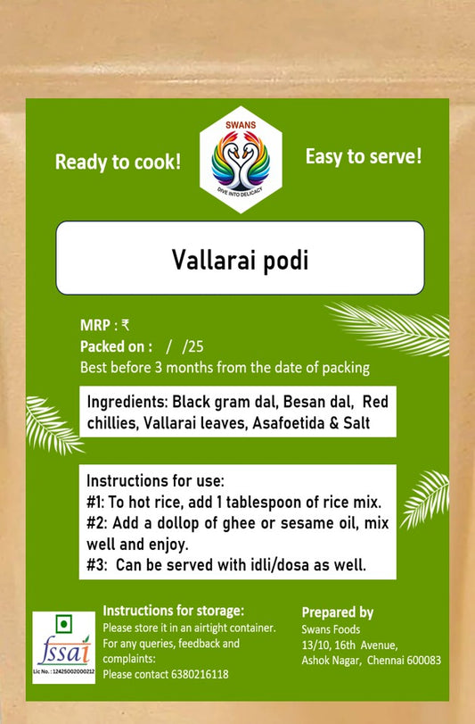 Vallarai saadha podi/Brahmi leaves rice mix